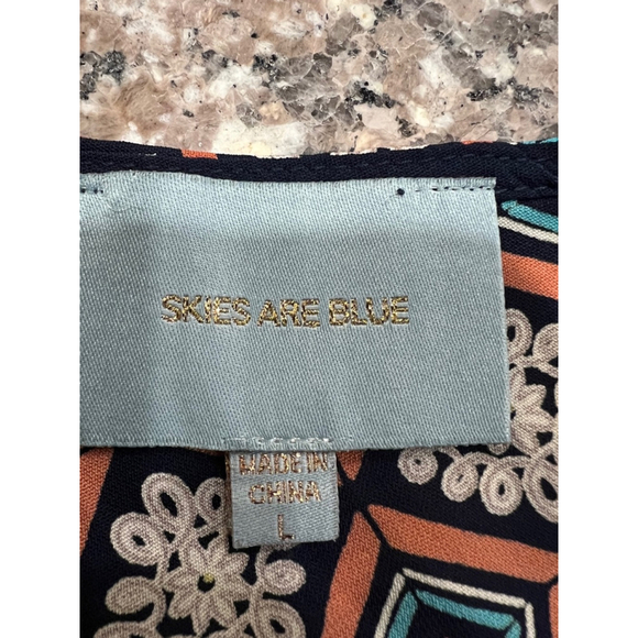 Skies are blue orange diamond pattern‎ side slit dress - Picture 5 of 8